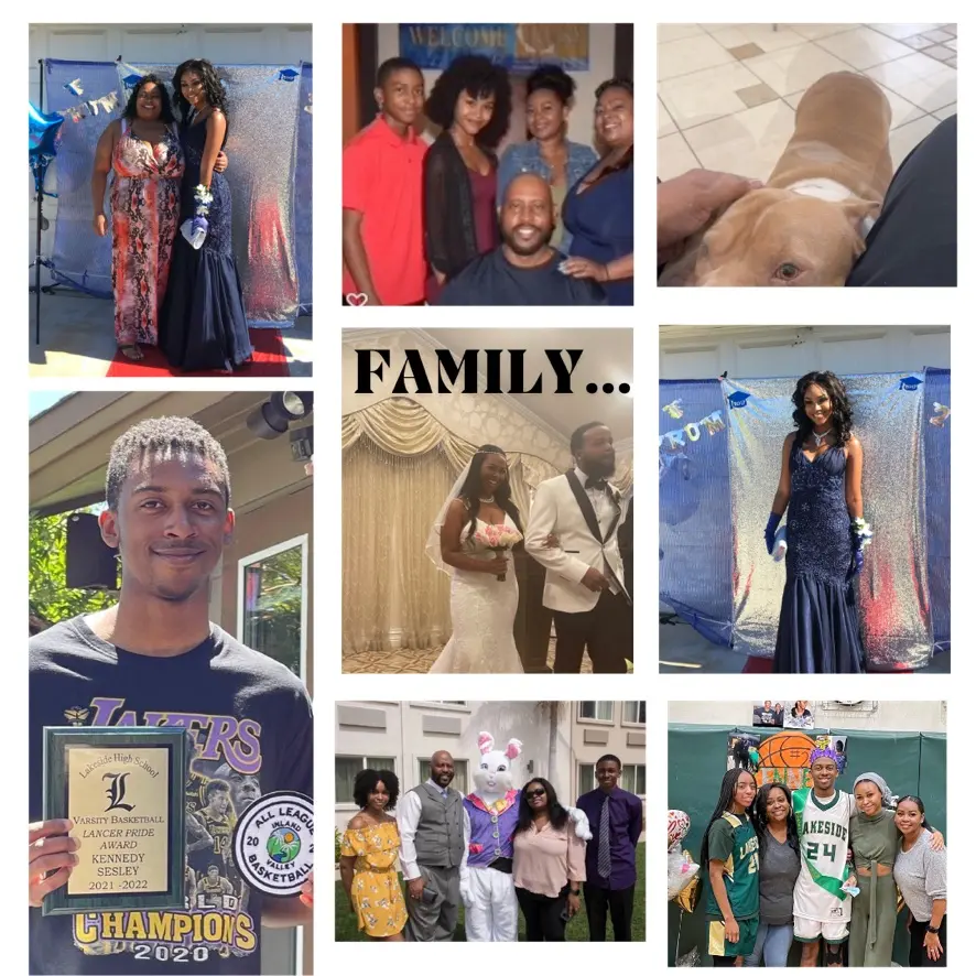 A collage featuring the first of three company core values: FAMILY