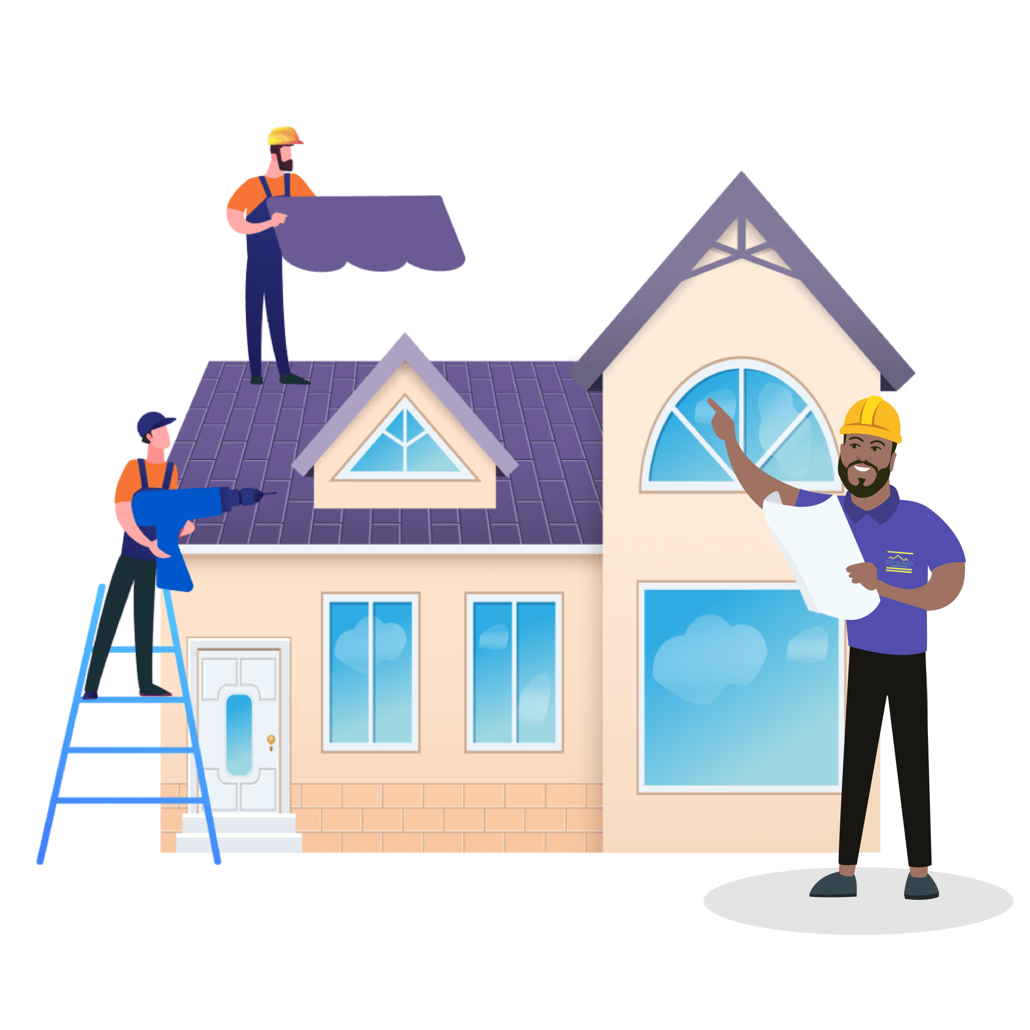 No_Time_For_Repairs_Flat_Vector_FAQ_Page An Illustrated picture informing homeowners that if they have No Time For Repairs That's no problem for Top Ranked Home Buyers.