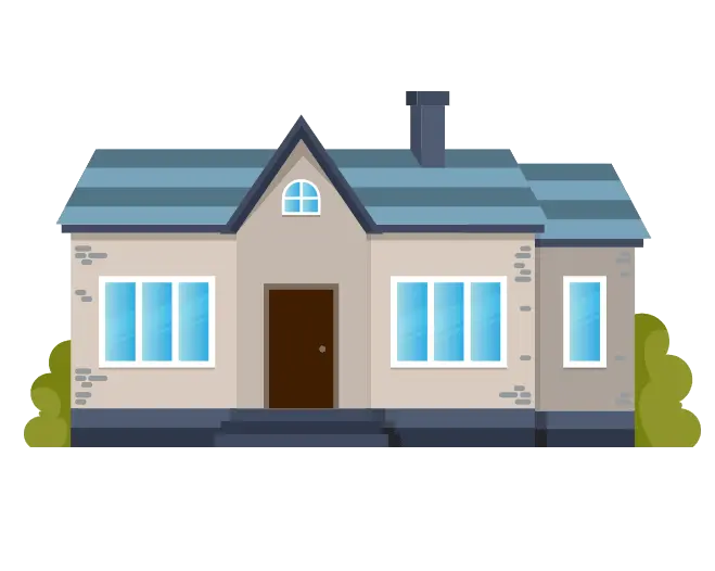 WE_DETERMINE_THE_ARV_FLAT_VECTOR A cartoon house demonstrating what the house would look like fully remodeled
